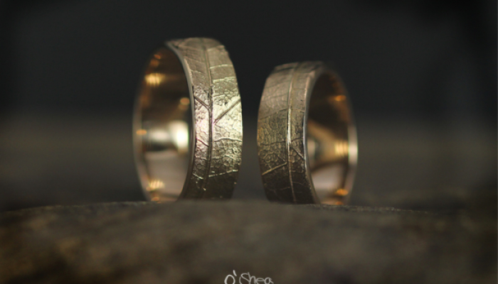 Leaf naural wedding rings