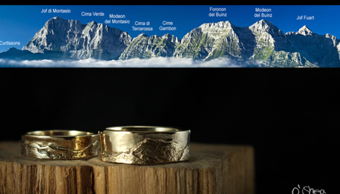 mountain range wedding rings